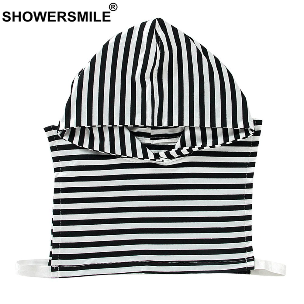 

SHOWERSMILE Black White Fake Collar With Hat Women Cotton Korean Fashion Detachable Collar Spring Summer Ladies False Collars