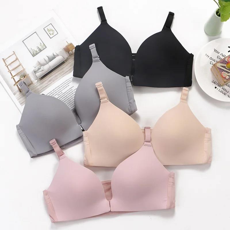Bra Women Seamless Sexy Front Button Bras Girls Push Up Lingerie Underwear Female Solid Color wire Free | Женская одежда
