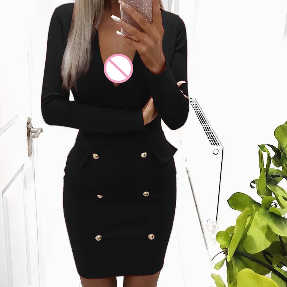 Осенне-зимние женские мини-платья сексуальное тянущееся облегающее