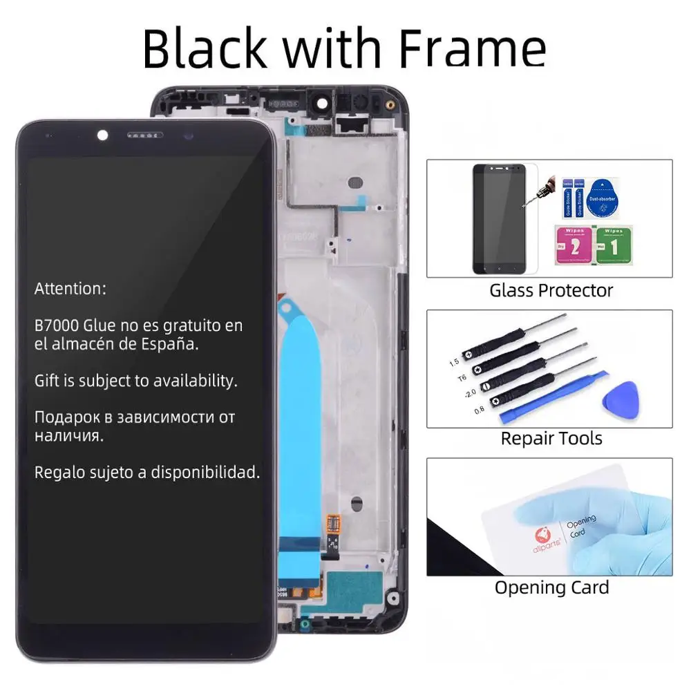 Дисплей для XIAOMI Redmi 6A 6 LCD в сборе с тачскрином на рамке 5.45'' черный белый - Цвет: with Frame Black