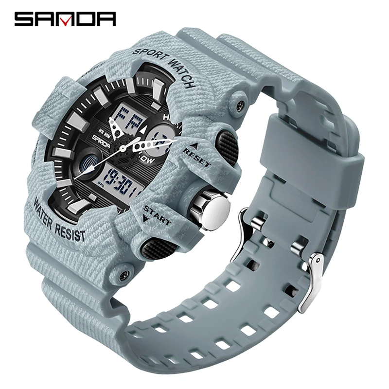 

SANDA Fashion Casual Mens LED Electronic Watches Multifunction Chronograph Relogio Masculino Luminous 30M Waterproof Clock 781