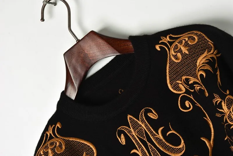 Черный вышитый свитер с вырезом лодочкой 2018 винтажный Свободный Длинный