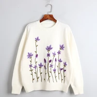 1101 2020 autumn sweater free shipping crew neck long sleeve kint white fashion womens clothes s m l dl