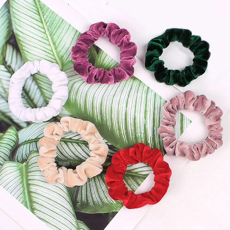 Hot Small Size Solid Color Velvet Scrunchies Ponytail Elastic Hair Bands Rubber Band Ring Hairbands Headbands Red Pink Blue |