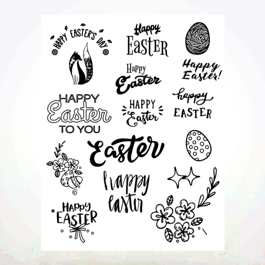 14x18 см счастливый день Пасхи прозрачный печать прозрачные наклейки силиконовый
