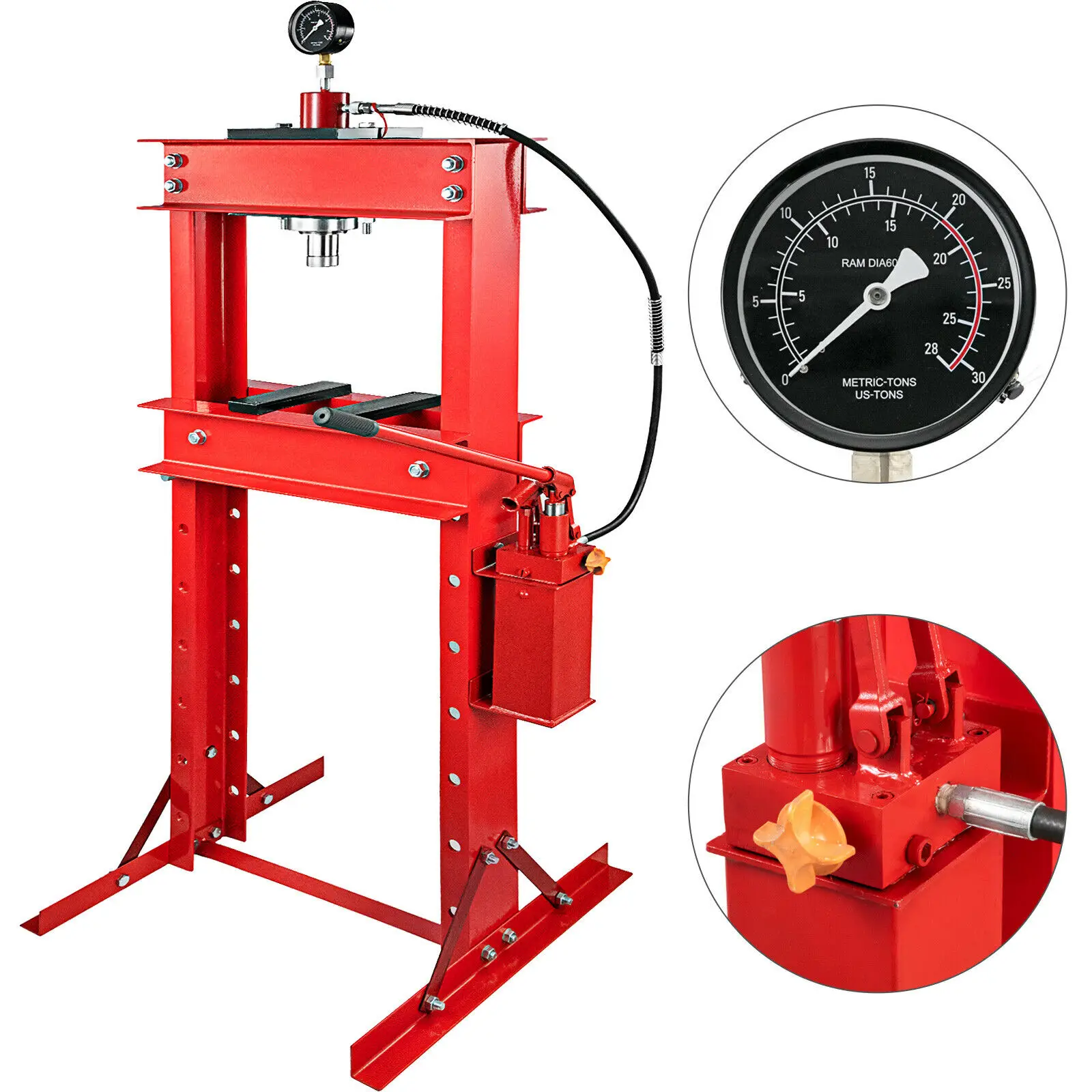 

Hydraulic Shop Press Floor Press 30T Heavy Duty with Pump and Manometer