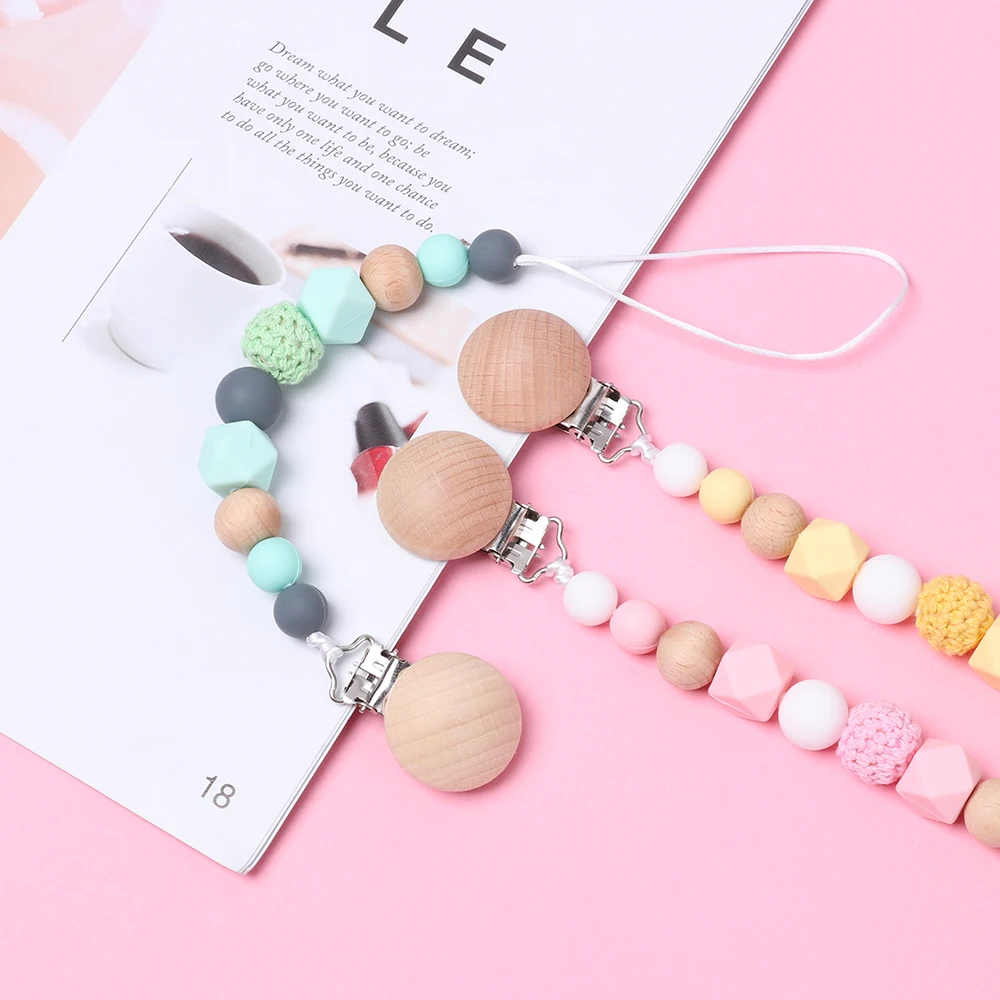 Новинка Детские зажимы пустышка силиконовая деревянная цепочка соска для