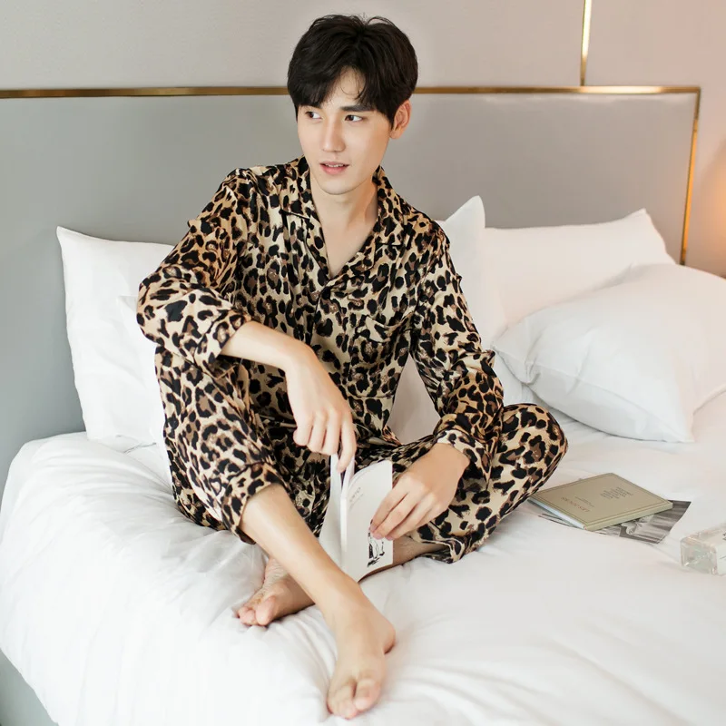 Men's Long Sleeve Large Size Pajamas Nightgowns Autumn Winter Sleepshirts Casual Homewear Set Loungewear Japanese Pajama Set Men