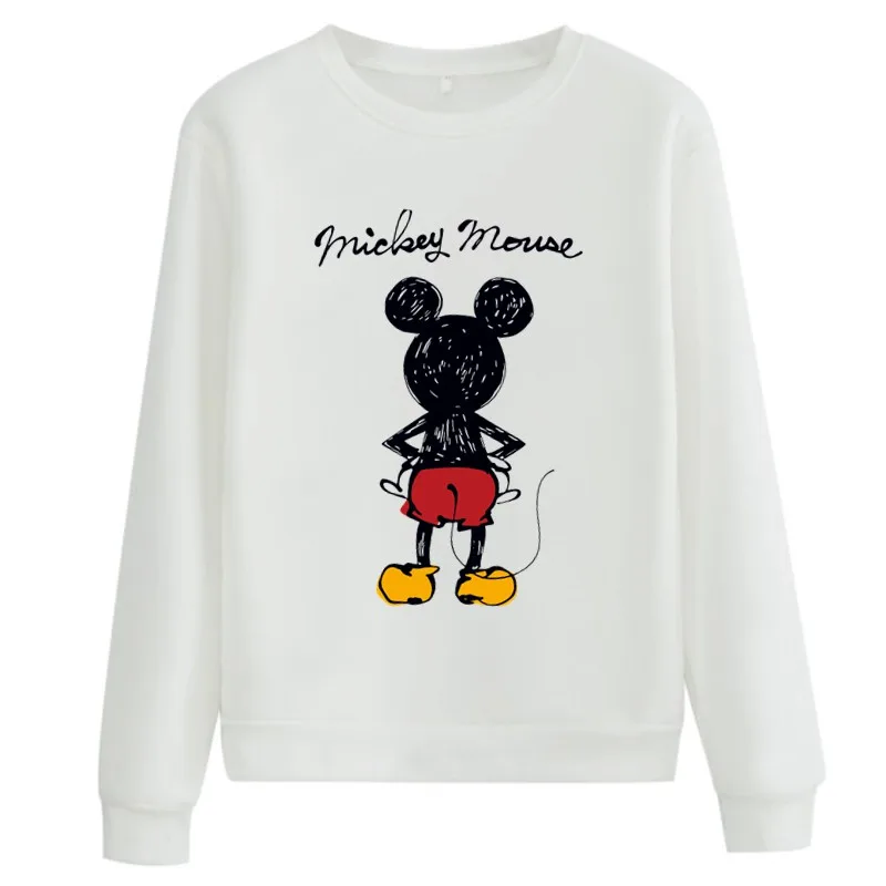 Disney-Men's and Women's Fashion Mickey Mouse Print Thick Fleece Pullover Korean Version 2021 Fall/Winter