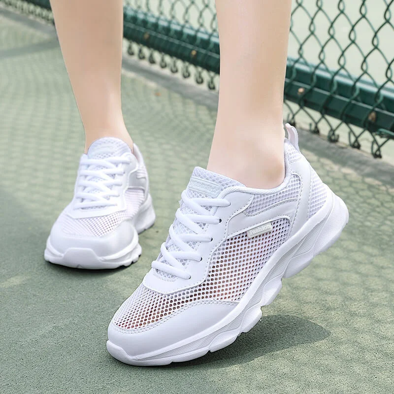 

Low-top Lace-up Mesh Viscose Shoes Everyday Round Toe Small White Shoes Lightweight Comfortable Sports Shoes Summer