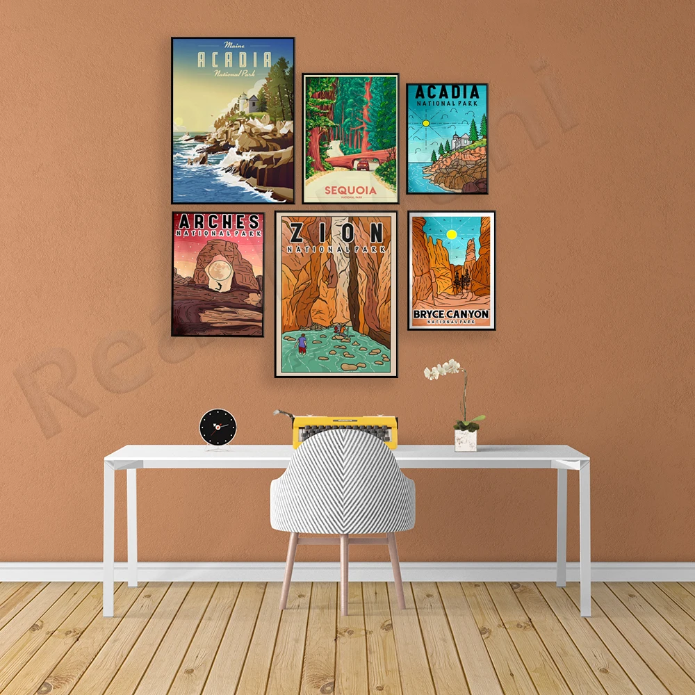 Винтажные постеры для путешествий Перу Machu Picchu арки озеро Tahoe Zion Каньон Bryce Sequoia