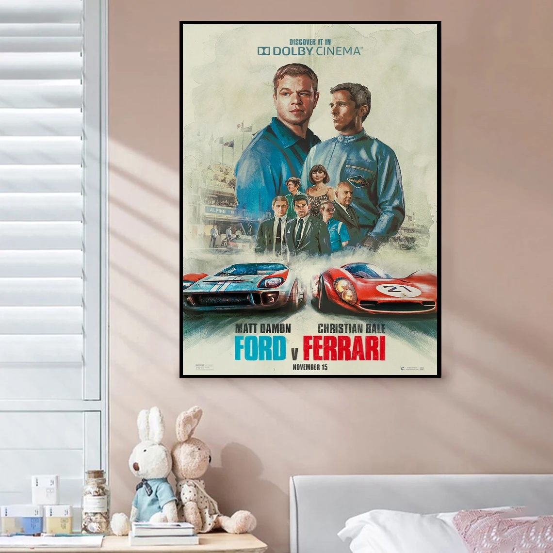 

Ford Vs Ferrari Movie Poster, Canvas Print Art Gift Home Wall Painting Decoration (No Frame)