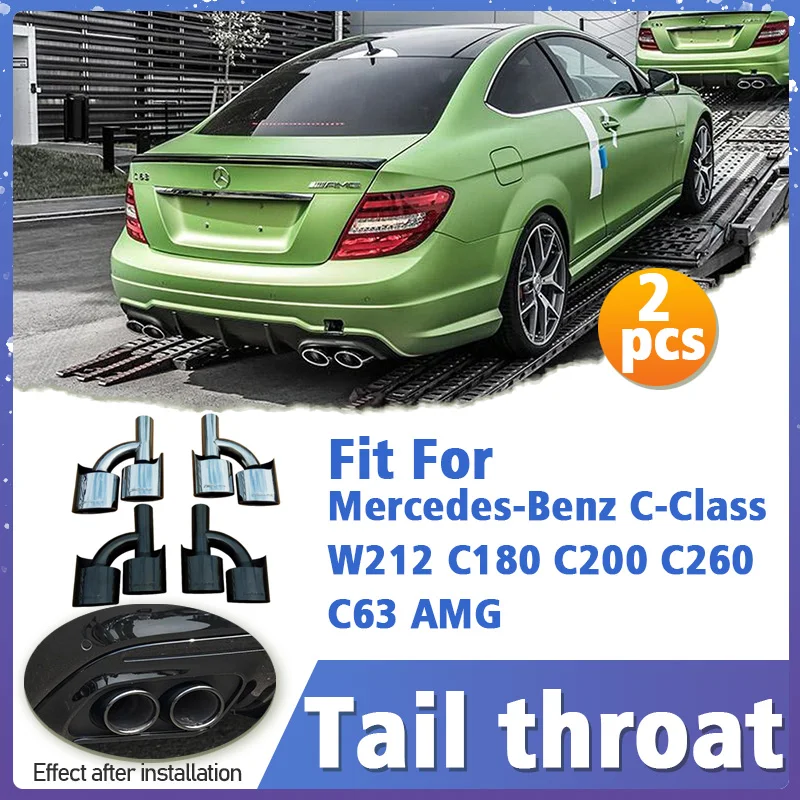 

Stainless Steel Tail Throat Car Exhaust Muffler Tube Exhaust Pipe Deafener for Mercedes Benz C Class W212 C180 C200 C260 C63 AMG