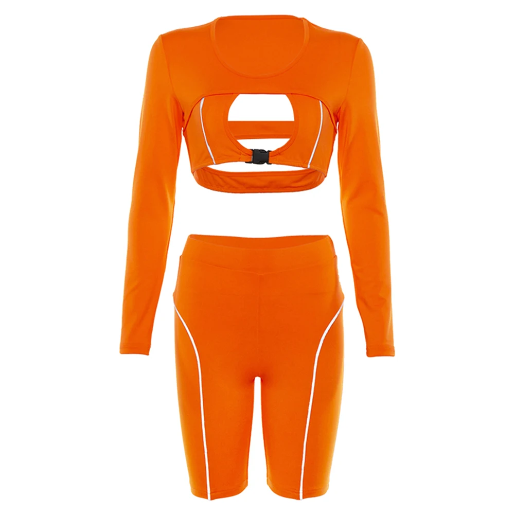 

Casual Women Three Piece Sets Fashion Reflective Active Wear Tracksuit Crop Top Bra Shorts Matching Set Stree Clothing