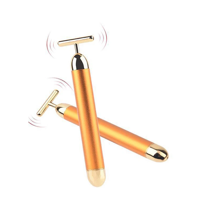 

Facial Slimming Face Beauty 24K Gold Vibration Bar Pulse Firming Facial Roller Massager Lift Skin Tightening Wrinkle Stick 1pcs