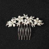 bridal wedding tiara pearl silver plated crystal small hair comb alloy hair comb wedding dress accessories