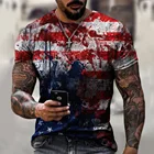 Футболка мужская с круглым вырезом, модная дышащая оригинальная свободная футболка 3D в стиле США, с коротким рукавом, Ретро стиль, в американском стиле, на лето