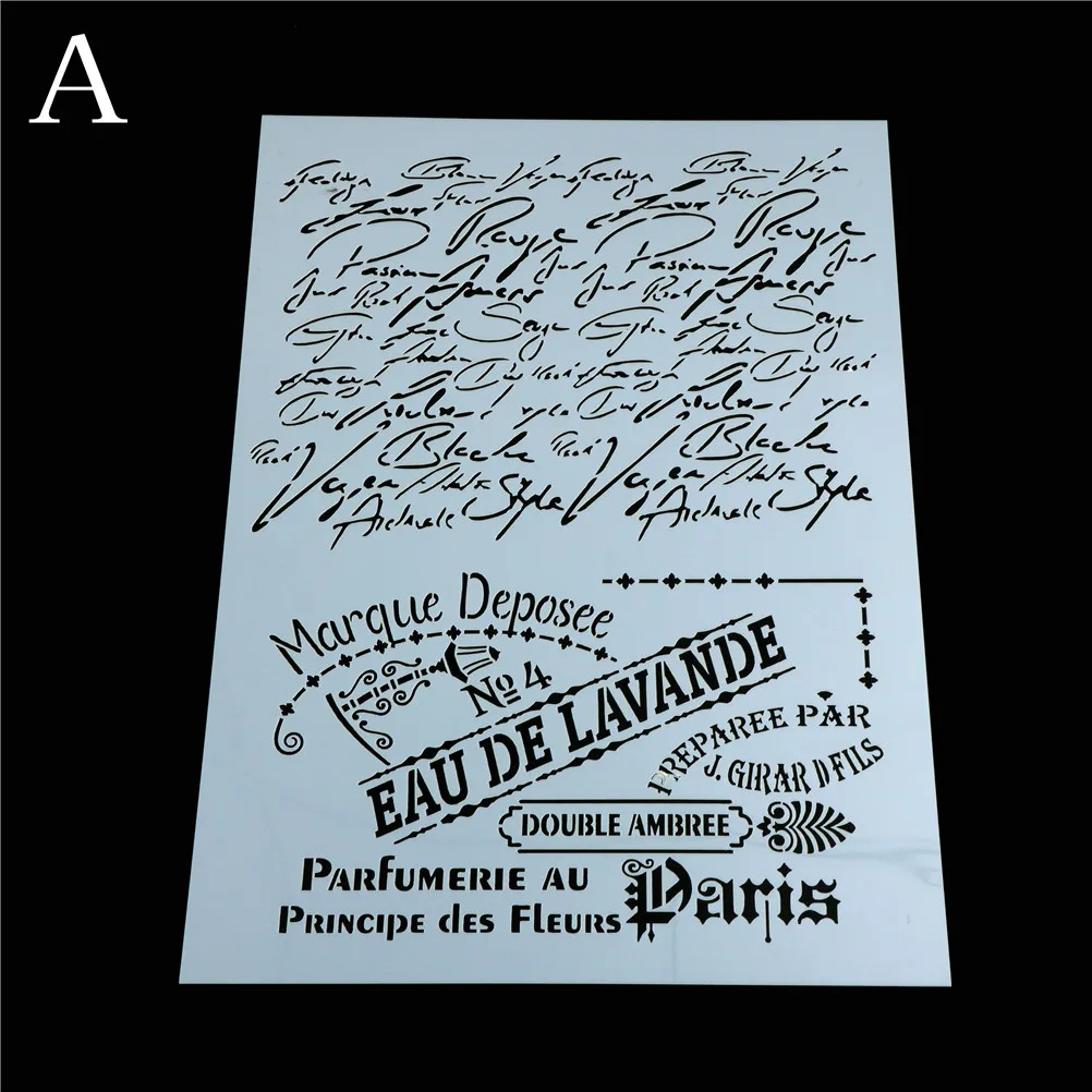 1 шт. A4 Цветочные французские слова DIY трафареты для раскрашивания стен раскраска