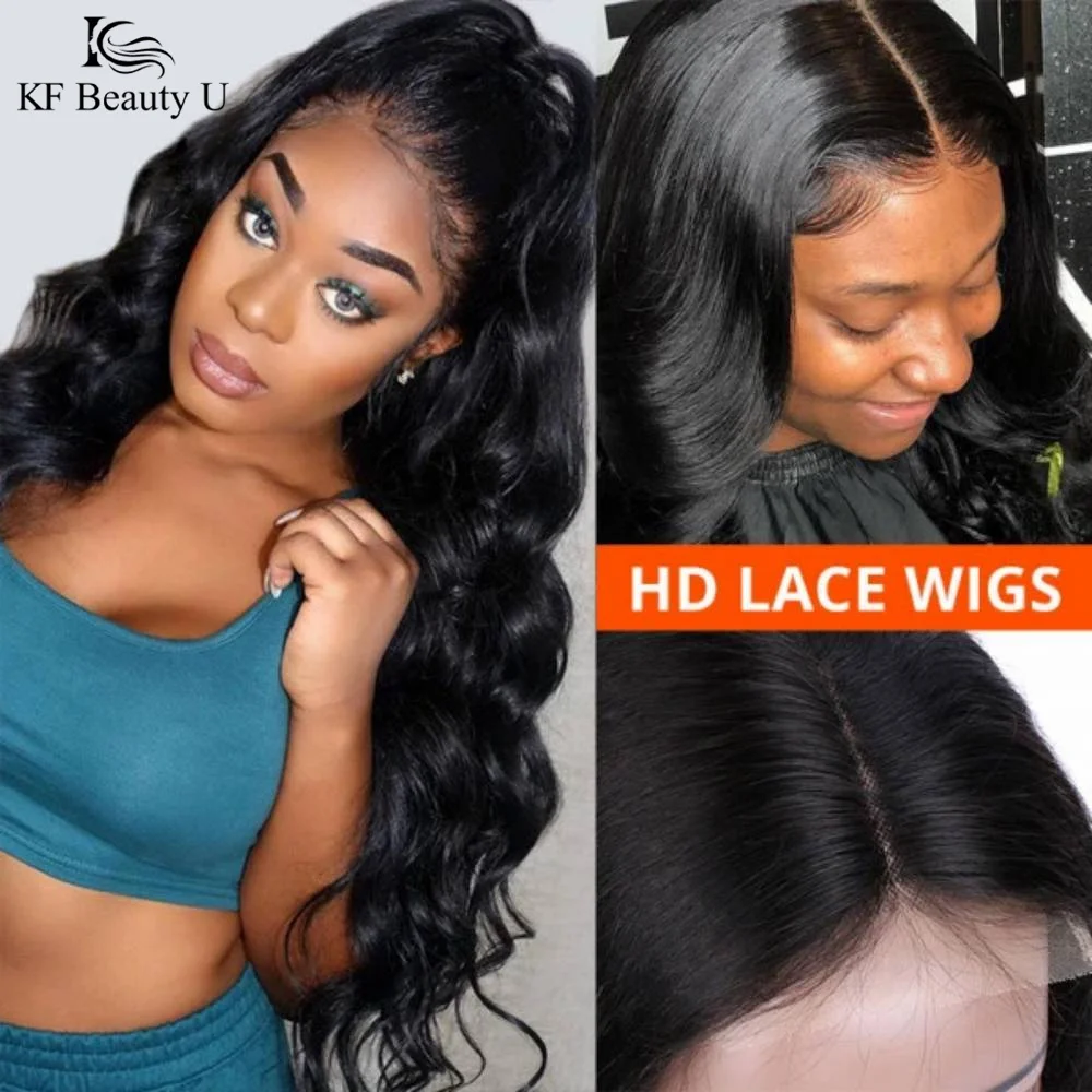 

5X5 HD Lace Closure Wig Brazilian Body Wave Human Hair Wig 14"-30" In Stock Remy Hair for Black Women