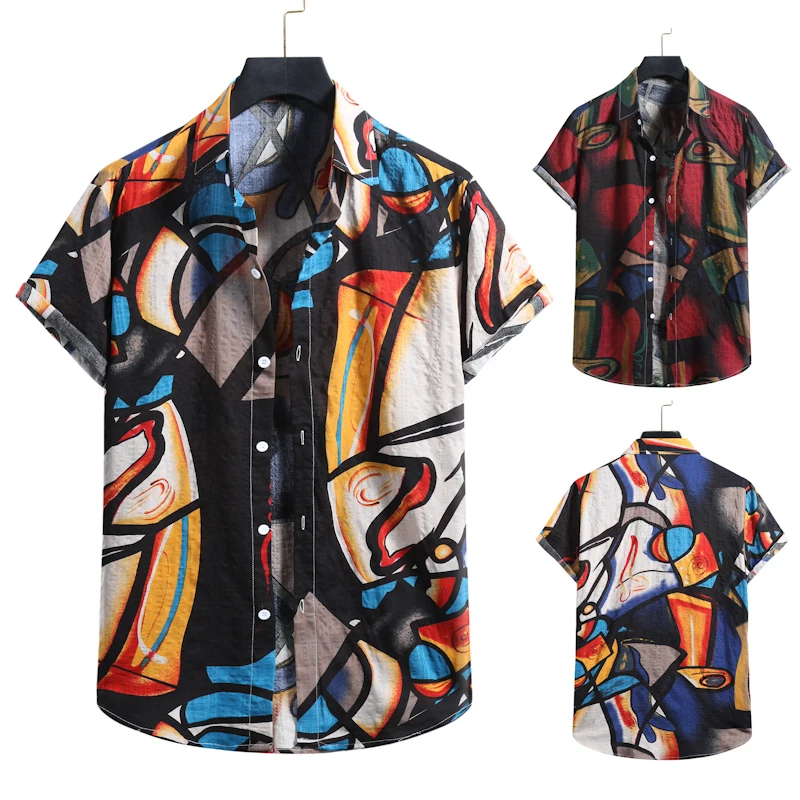 

2021 Spring/Summer Men's Short Sleeve Floral Shirt Hawaiian Shirt CY15