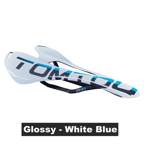 Glossy white Blue TOMTOU полный 3K Углеродное волокно велосипедное седло для шоссейных/MTB велосипедных частей глянцевый Сверхлегкий 115 г Максимальная нагрузка 150 кг - Цвет: Glossy white Blue