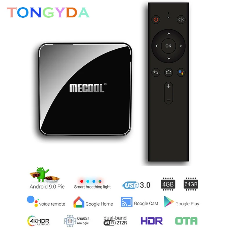 MECOOL KM3 в ТВ Android Google Сертифицированный 9 0 коробка 4 Гб 64 Amlogic S905X2 4K двухъядерный
