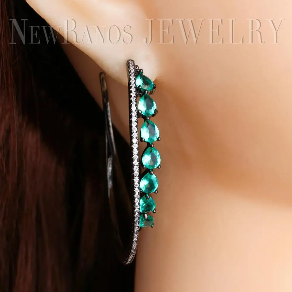 Крупные круглые серьги Newranos из зеленых камней фианитов модные женские украшения