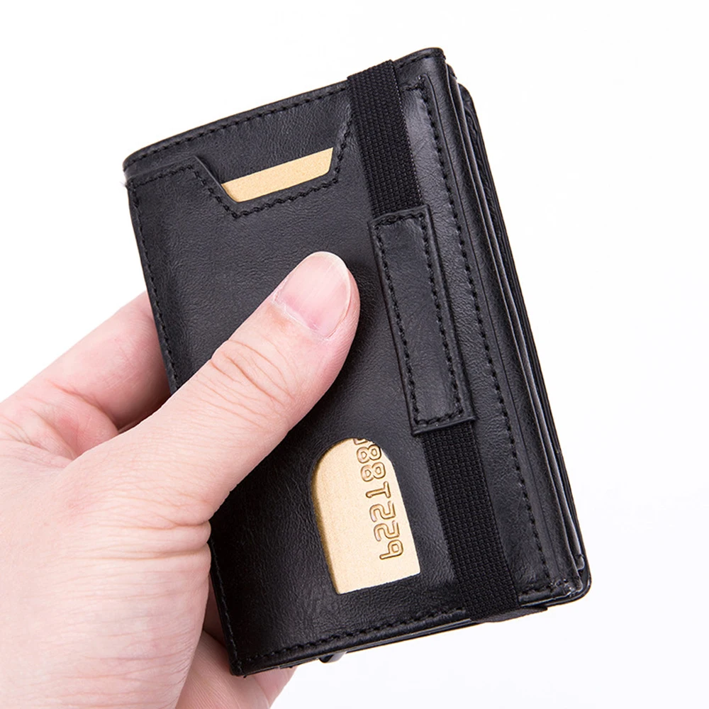 cizicooco new carbon fiber men credit card holder blocking rfid wallet leather unisex security information aluminum metal purse free global shipping