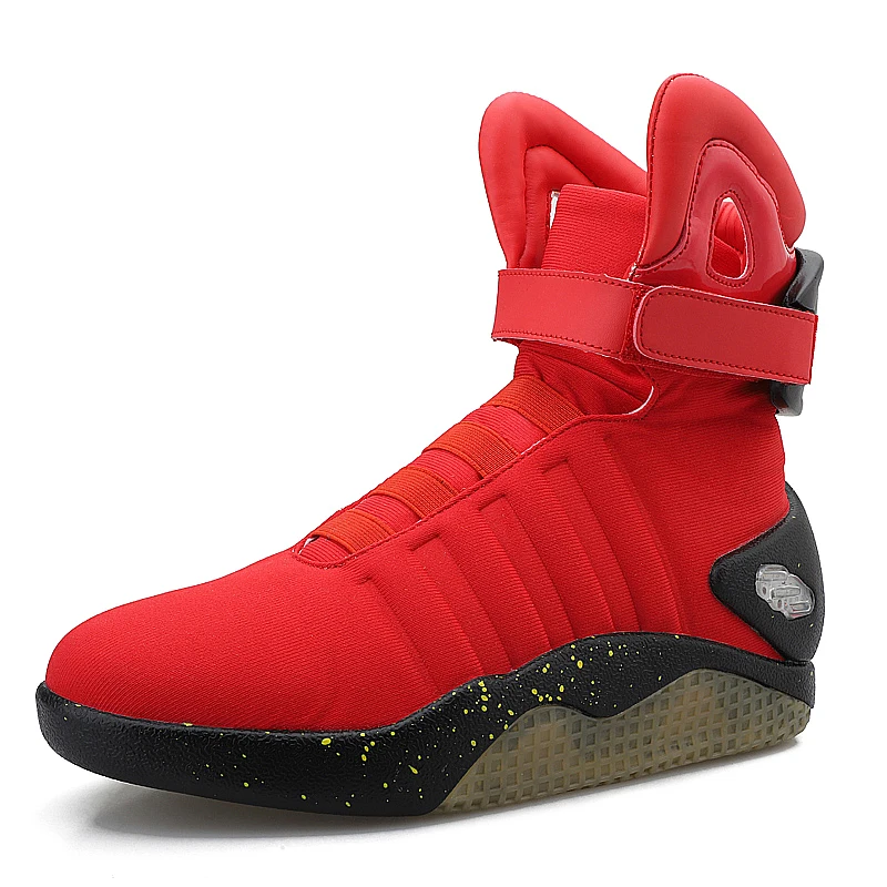 Cool LED Light Shoes Back To The Future High Top Li Ning Basketball Elastic Mesh Fabric Upper Sneakers Men Curry 4 Tenis | Спорт и