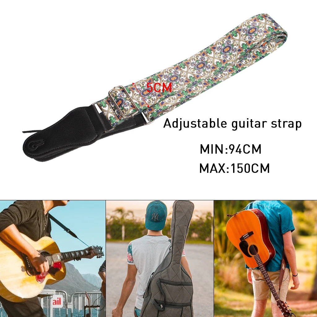 naomi nylon gitarre strap einstellbare gitarre strap gürtel blume muster für akustische elektrische bass verstellbare weiche gurtband g