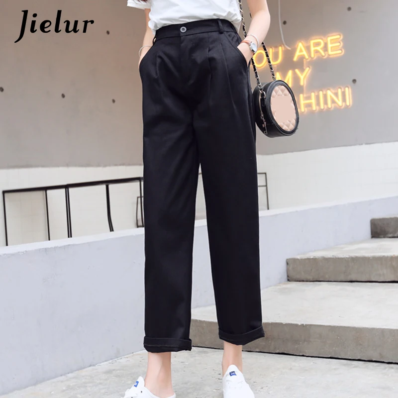 Брюки-карго Jielur женские свободные повседневные однотонные штаны с завышенной