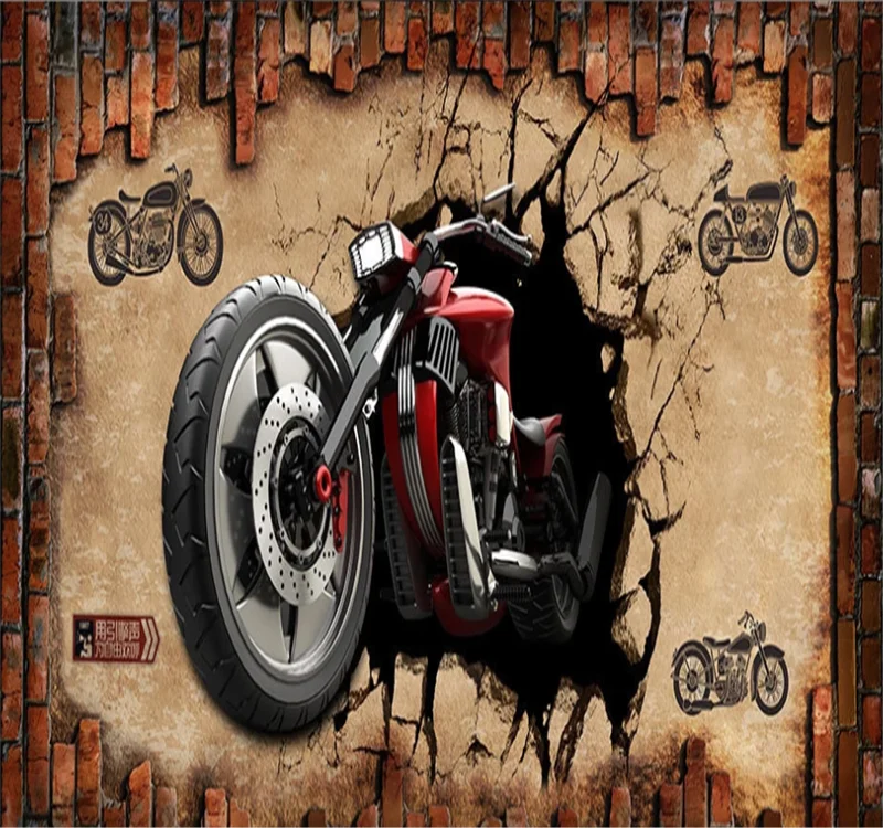 Custom 3D wallpaper mural retro car broken wall personalized ktv interior decoration painting | Обустройство дома