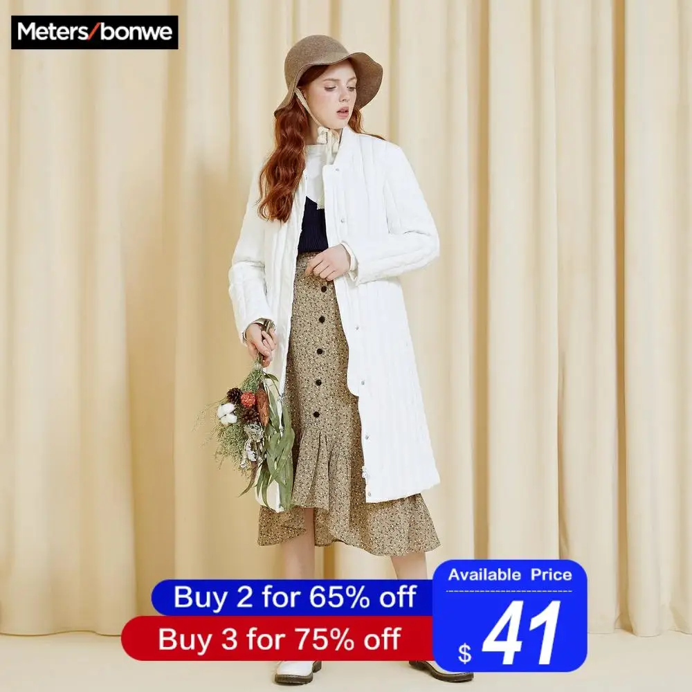 Metersbonwe, длинный теплый пуховик для женщин, зимний, теплый, 90%, белый, утиный пух, женское, простое, теплое пальто, зимняя верхняя одежда, 738705