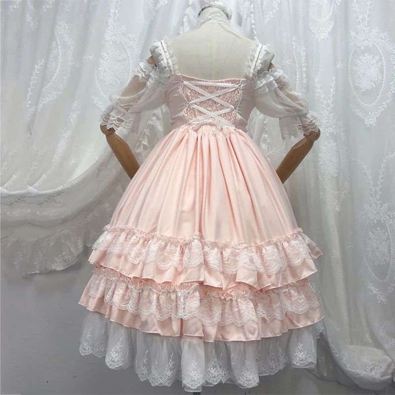 

Lovely Lace Pink Bow Lolita Daily Sp Lolitas Dress Kawaii Vestido Kawai Sweet Girl Tea Party Cos Lolita Clothes Victorian DT2276