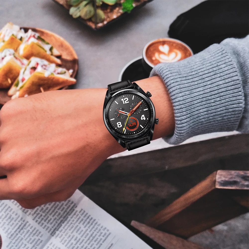 UEBN 20mm 22mm Leather strap for HUAWEI Watch GT 2 42mm 46mm Sport Active Classic Edition/HONOR Magic Watchbands | Наручные часы