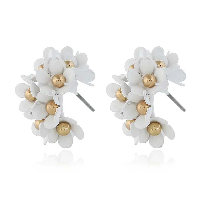 Милые серьги-гвоздики с цветами для женщин розовый зеленый белый цвет модные