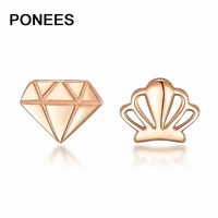 ponees 100 925 silver princess crown and crystal design high quality stud earrings for women girls engagement jewelry gift