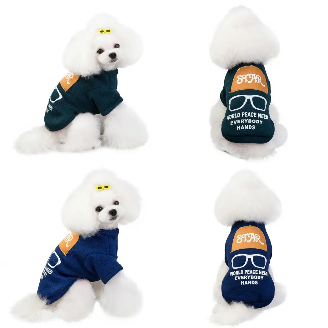 Пальто для щенков модный Повседневный пуловер с принтом питомцев собак кошек на