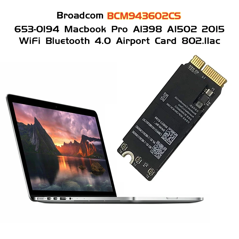 Wi Fi карта Broadcom BCM943602CS для Macbook Pro Retina 13 дюймов A1398 A1425 A1502 2015 653 0194|wifi airport card|airport cardwifi