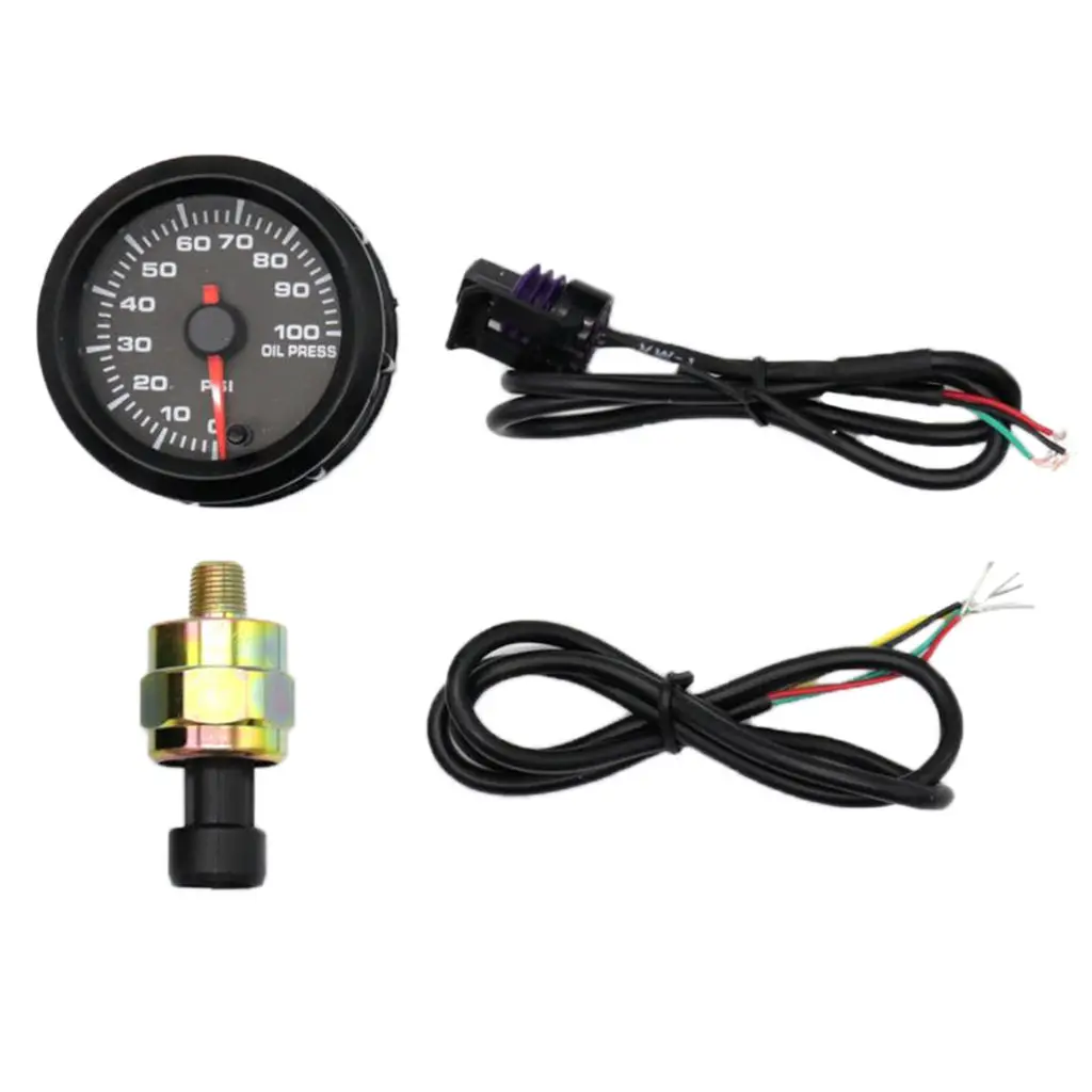 

Universal 2'' 52mm Black 7 Back Colors LED Oil Pressure Gauge Meter
