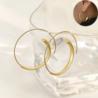 matte gold big spiral designer hoop earrings for women vintage hyperbole metal c earrings party holiday unusual jewelry