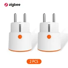 Умная штепсельная вилка Tuya Zigbee Socket EU 16A Функция синхронизации монитора питания Tuya SmartLife управление приложением работает с Alexa Google Assistant