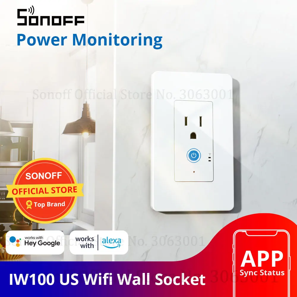 Розетка настенная SONOFF IW100 с Wi Fi 15 А 1800 Вт|Смарт-гаджеты| |