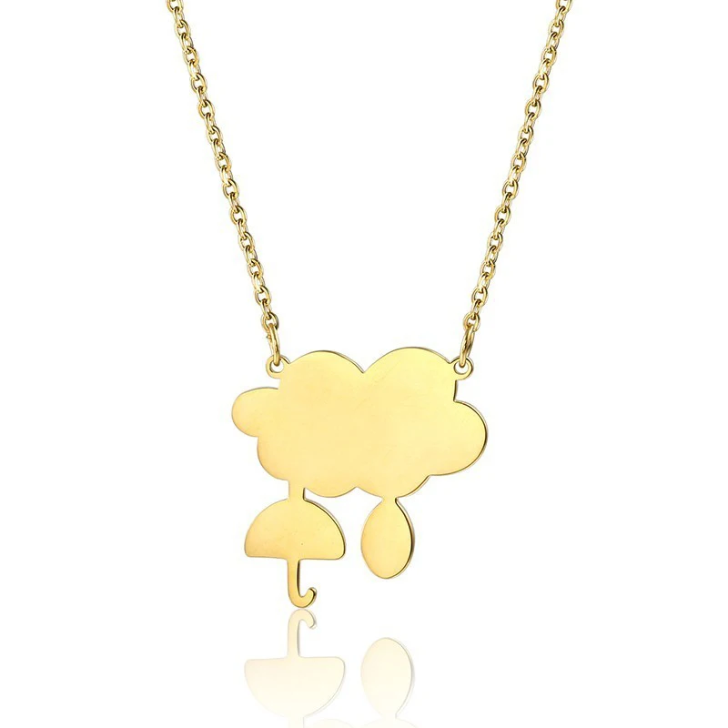 RIR Золотое облако ожерелье с висячими каплями дождя и зонтиком s милые