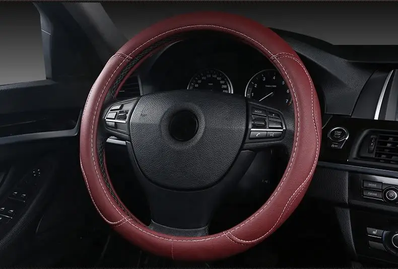 

Super Black Leather PVC Car Steering Wheel Covers for Men