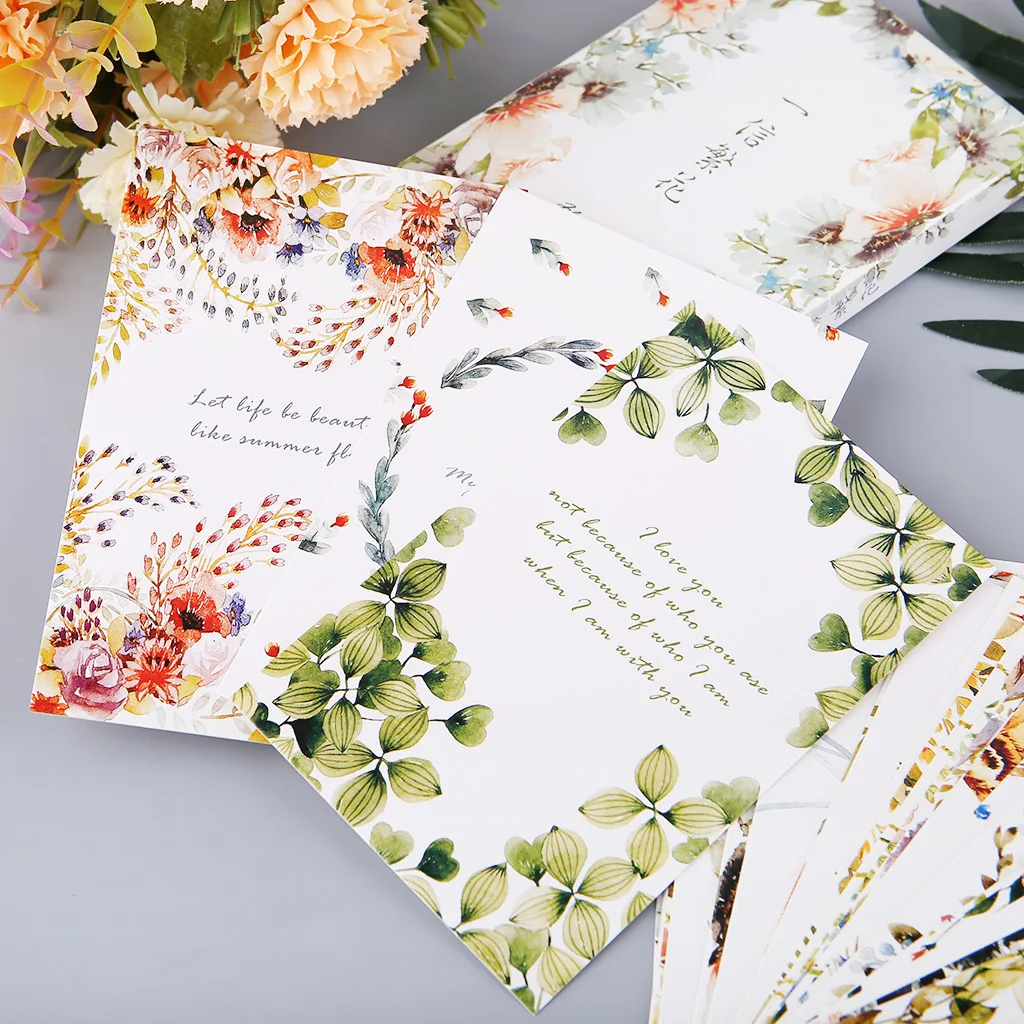 

30 Sheets Flowers Paintings Retro Vintage Postcard Christmas Gift Card Wish Poster Cards