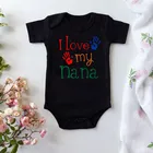 Комбинезон детский хлопковый с коротким рукавом и надписью I Love My Nana, 2021