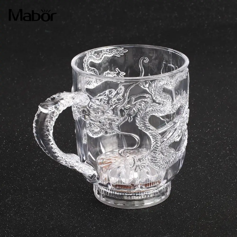 Светящаяся стеклянная пивная чашка с изображением дракона светодиодный
