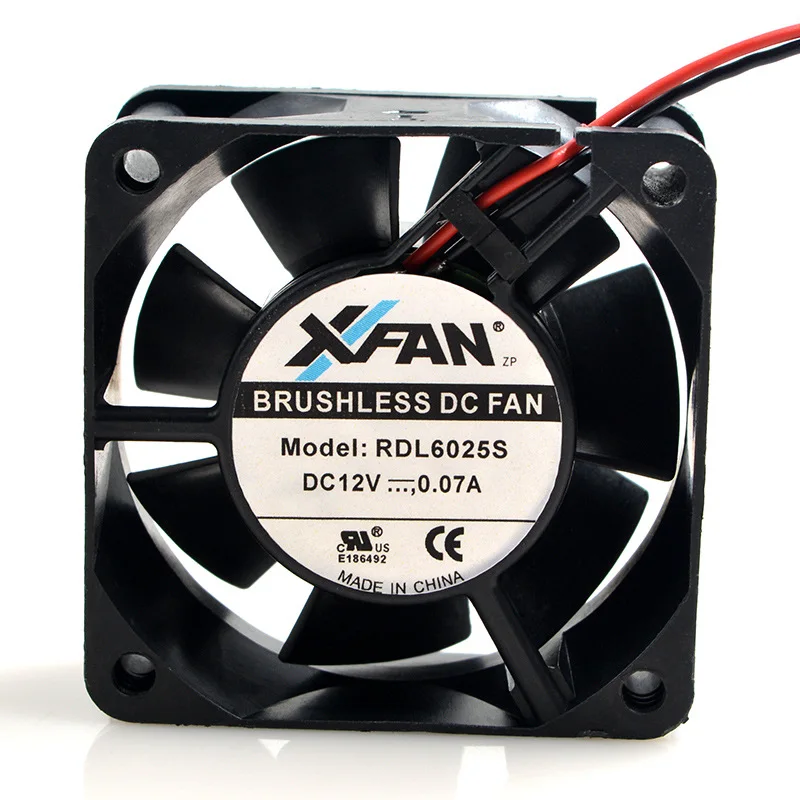 Бесшумный вентилятор охлаждения шасси ПК для XFAN RDL6025S 12V 0.07A 6CM 6025 2 Line|Кулеры и