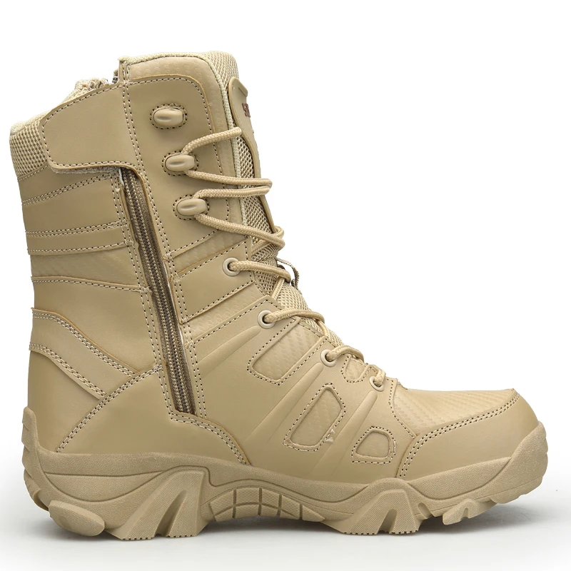 

Men Tactical Military Army Boots Breathable Leather Mesh High Top Casual Desert Work Shoes Mens SWAT Ankle Combat Boot